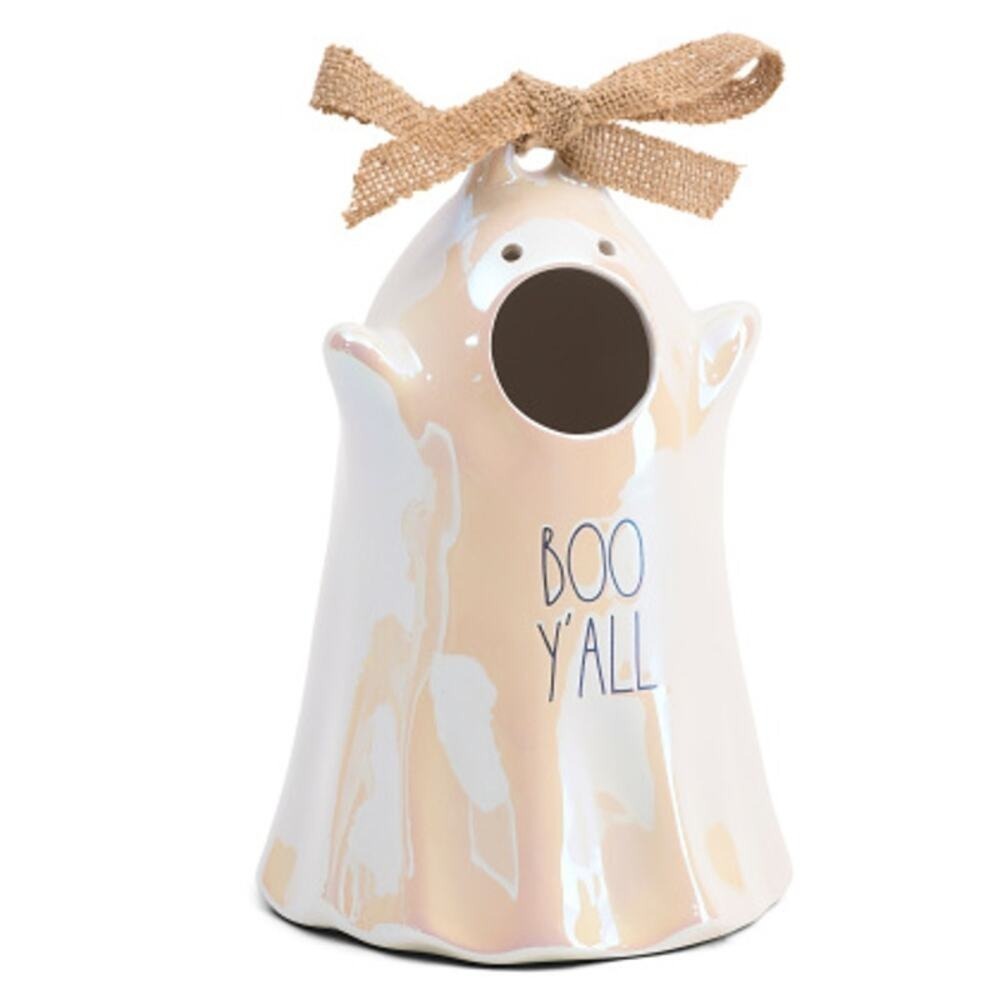 Rae Dunn Halloween Ghost Birdhouse BOO Y'ALL Luster Finish 8.5 in Fall NEW